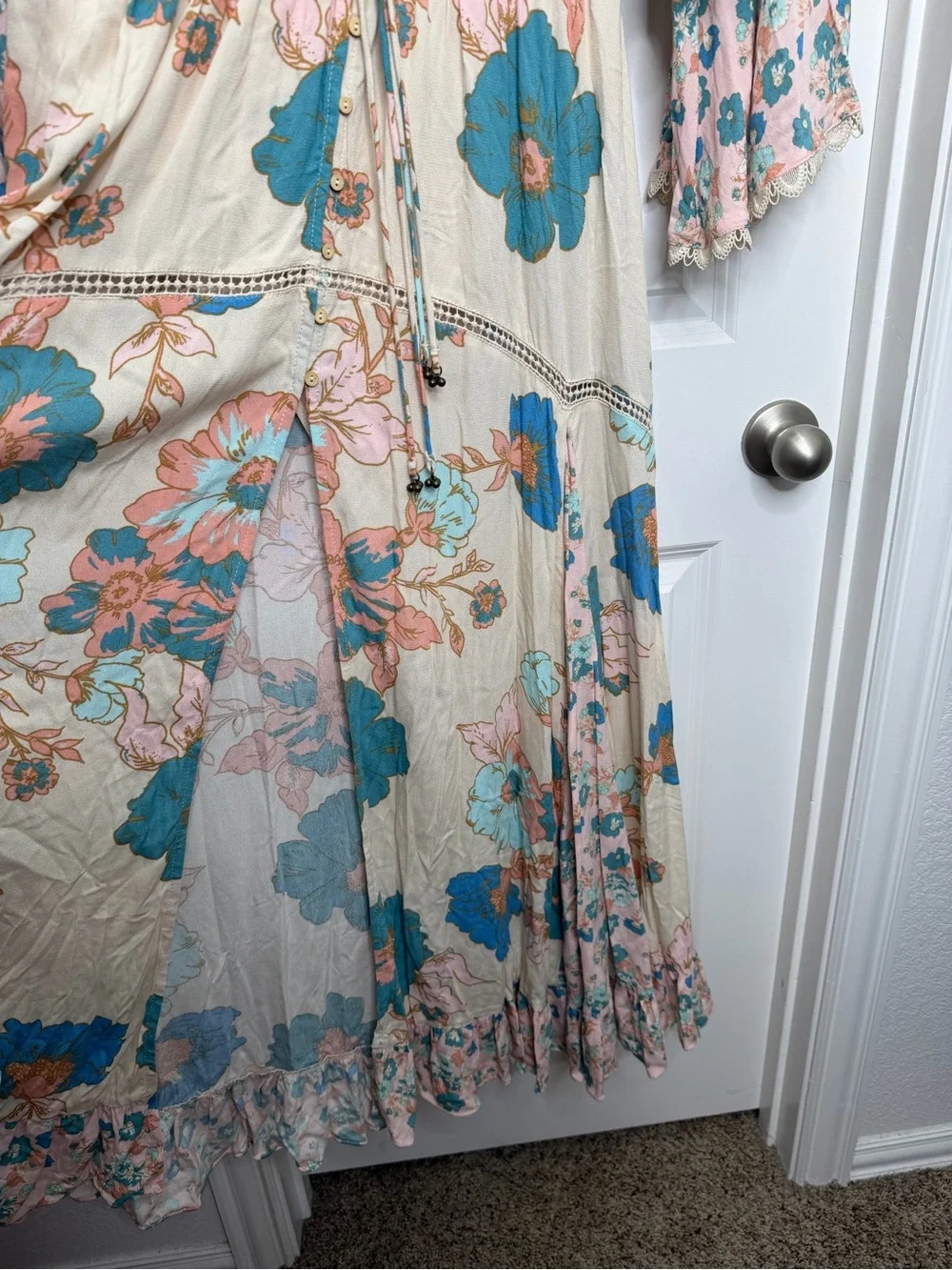 Free People‎ Intimately Penny Printed Bodysuit Bell Sleeve Boho Dress Small NWT